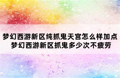 梦幻西游新区纯抓鬼天宫怎么样加点 梦幻西游新区抓鬼多少次不疲劳